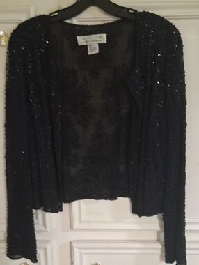 Niteline Black Beaded Open-Front Evening Top